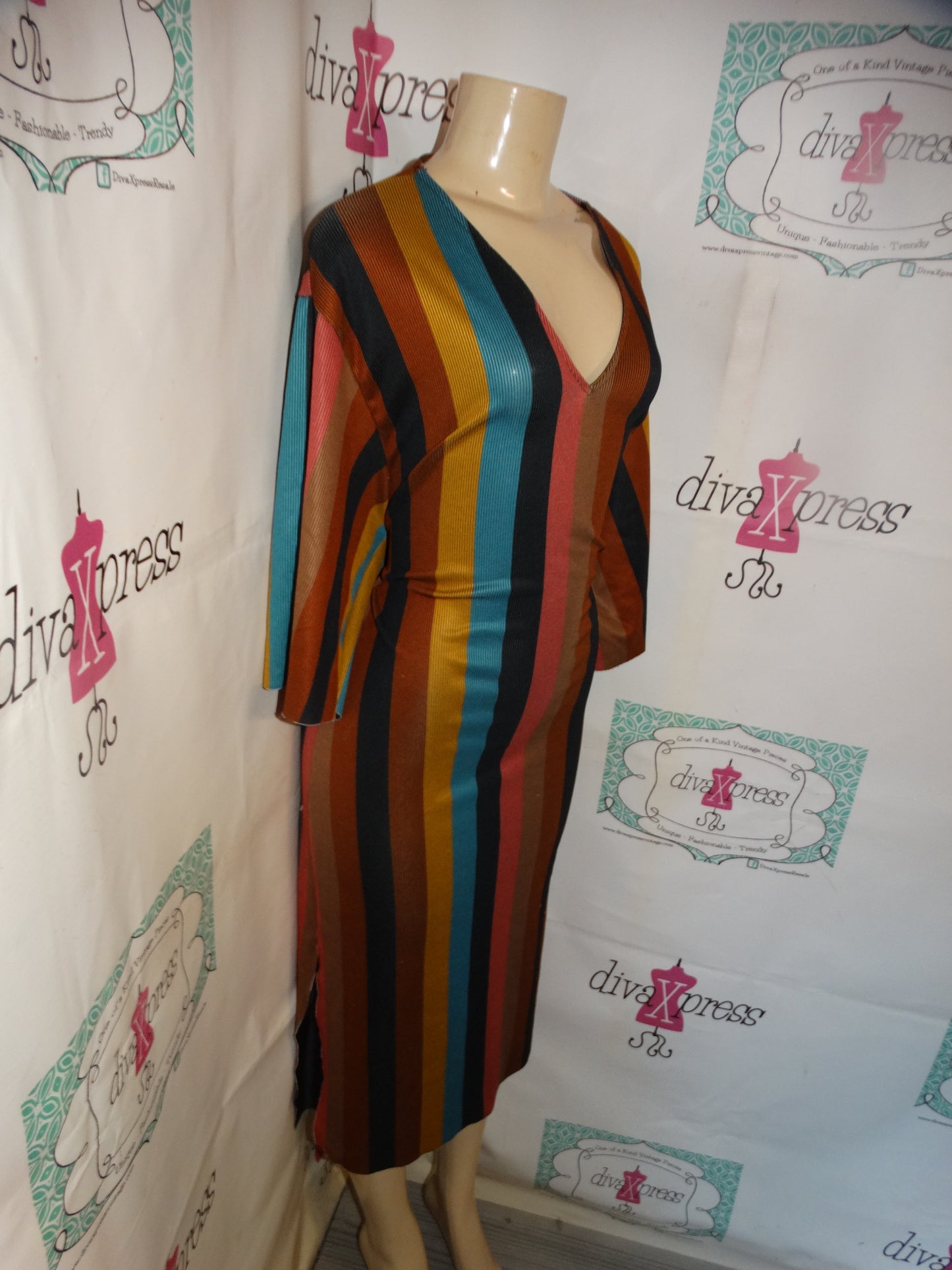 Zara Striped Brown Dress Size XL