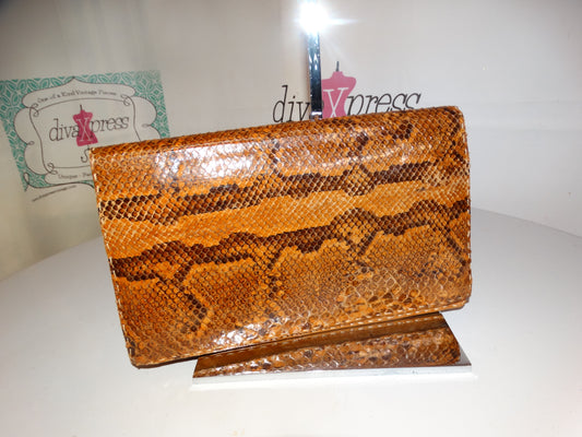 Vintage Snake Skin Medium Clutch