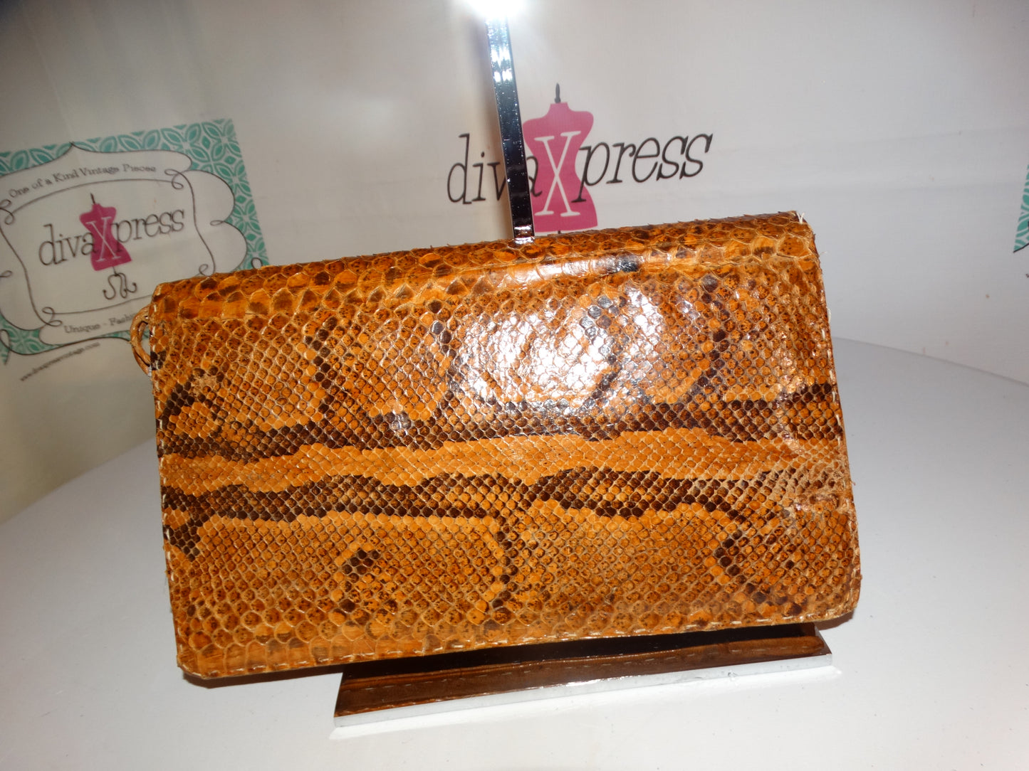 Vintage Snake Skin Medium Clutch