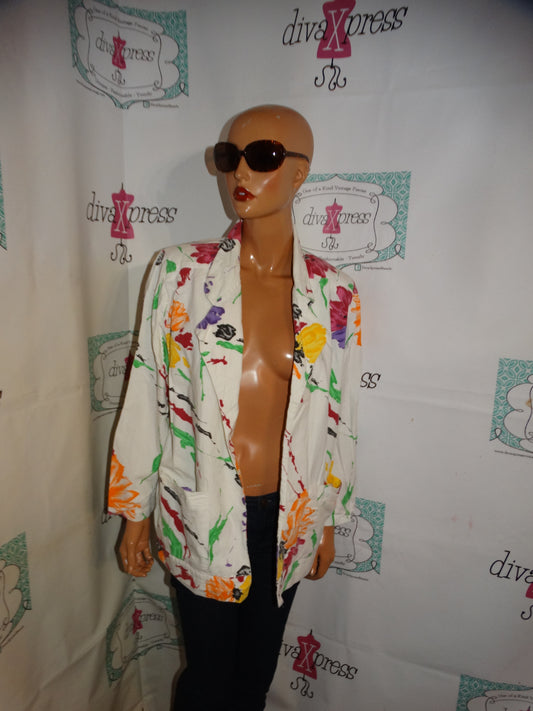 Vintage White Colorful Blazer Size XL