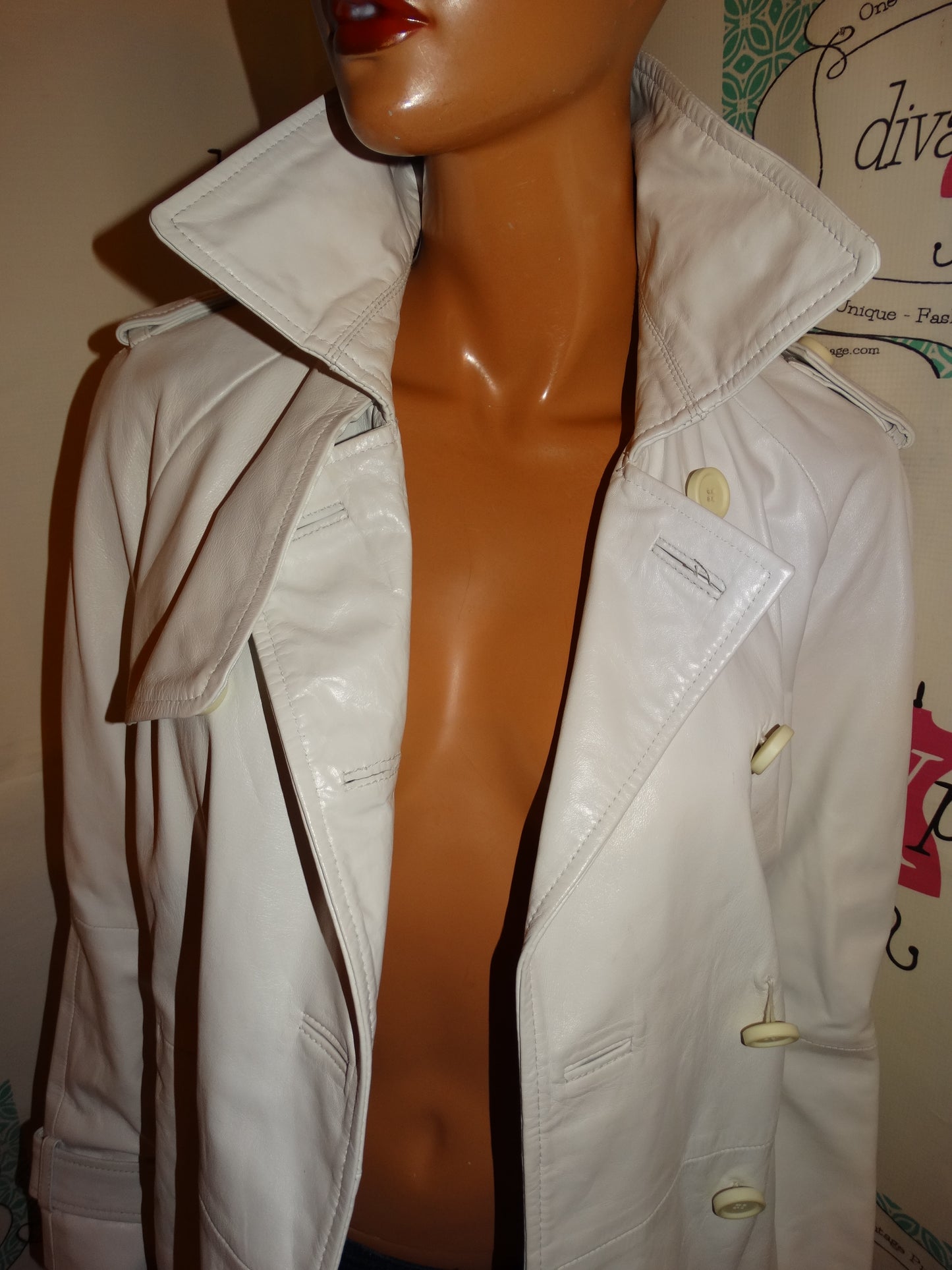 Zara Basic White Leather Jacket Size S