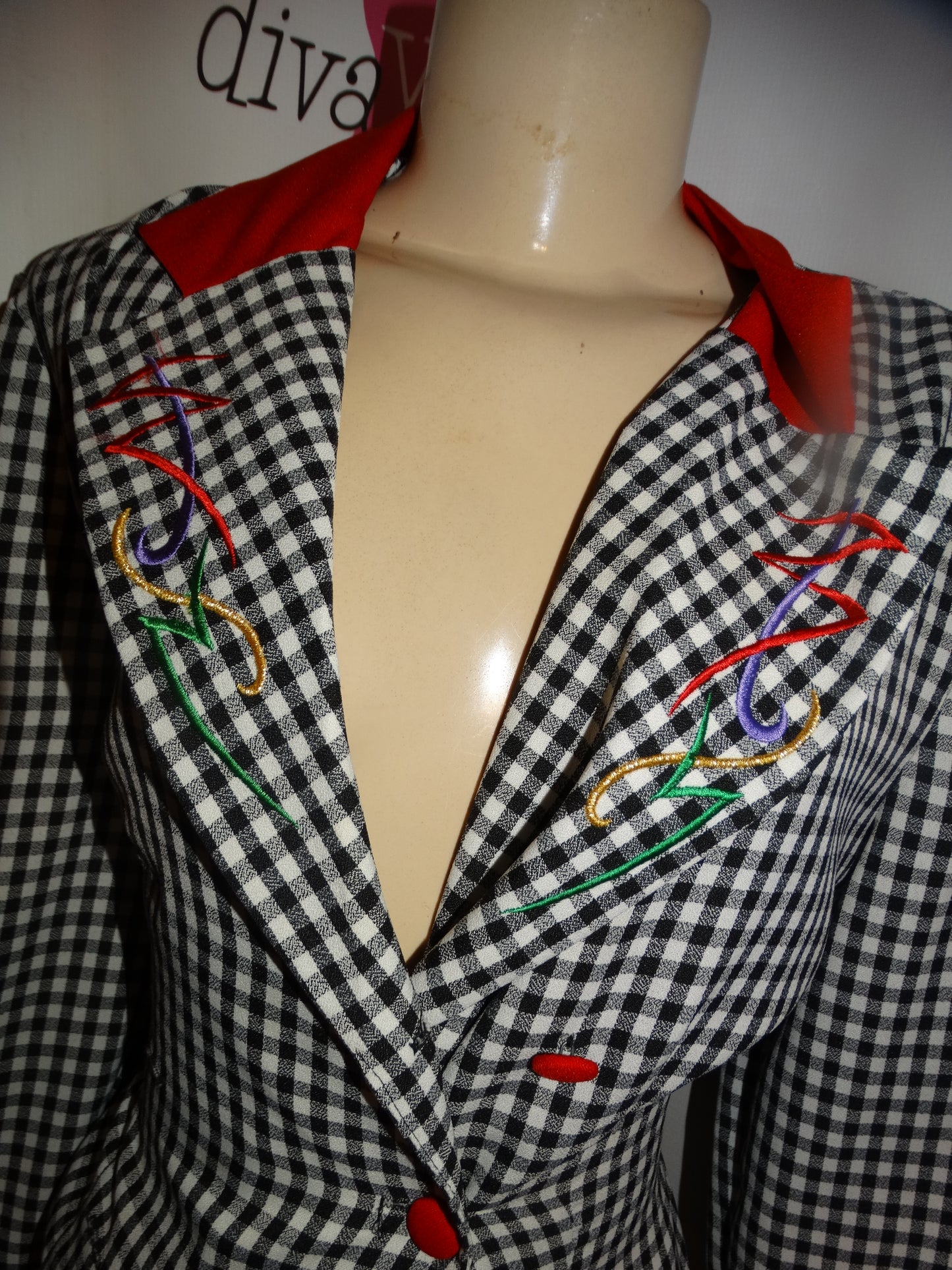 Vintage Sabino Black/Whte Red Blazer M