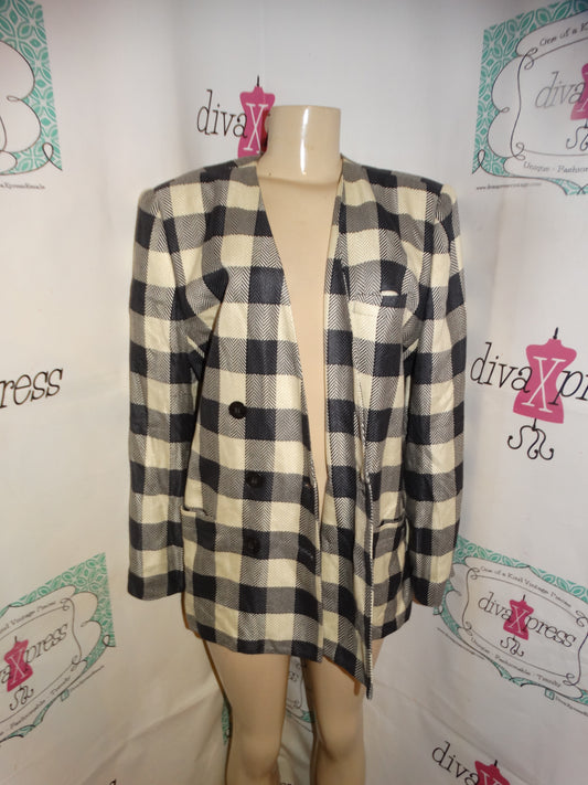 Vintage Jaqueline Gray/Cream Blazer Size L