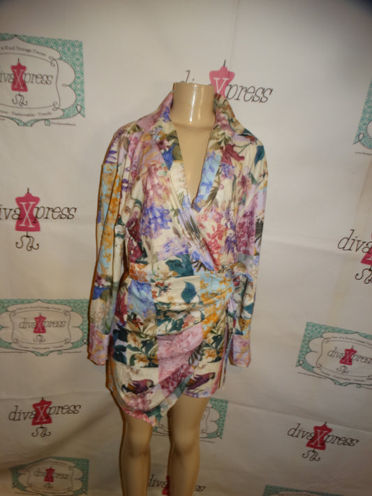 Cream Floral Dress Size L