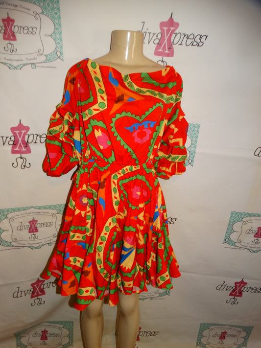 LAtiste Orange Colorful Dress with Tie Size 1x