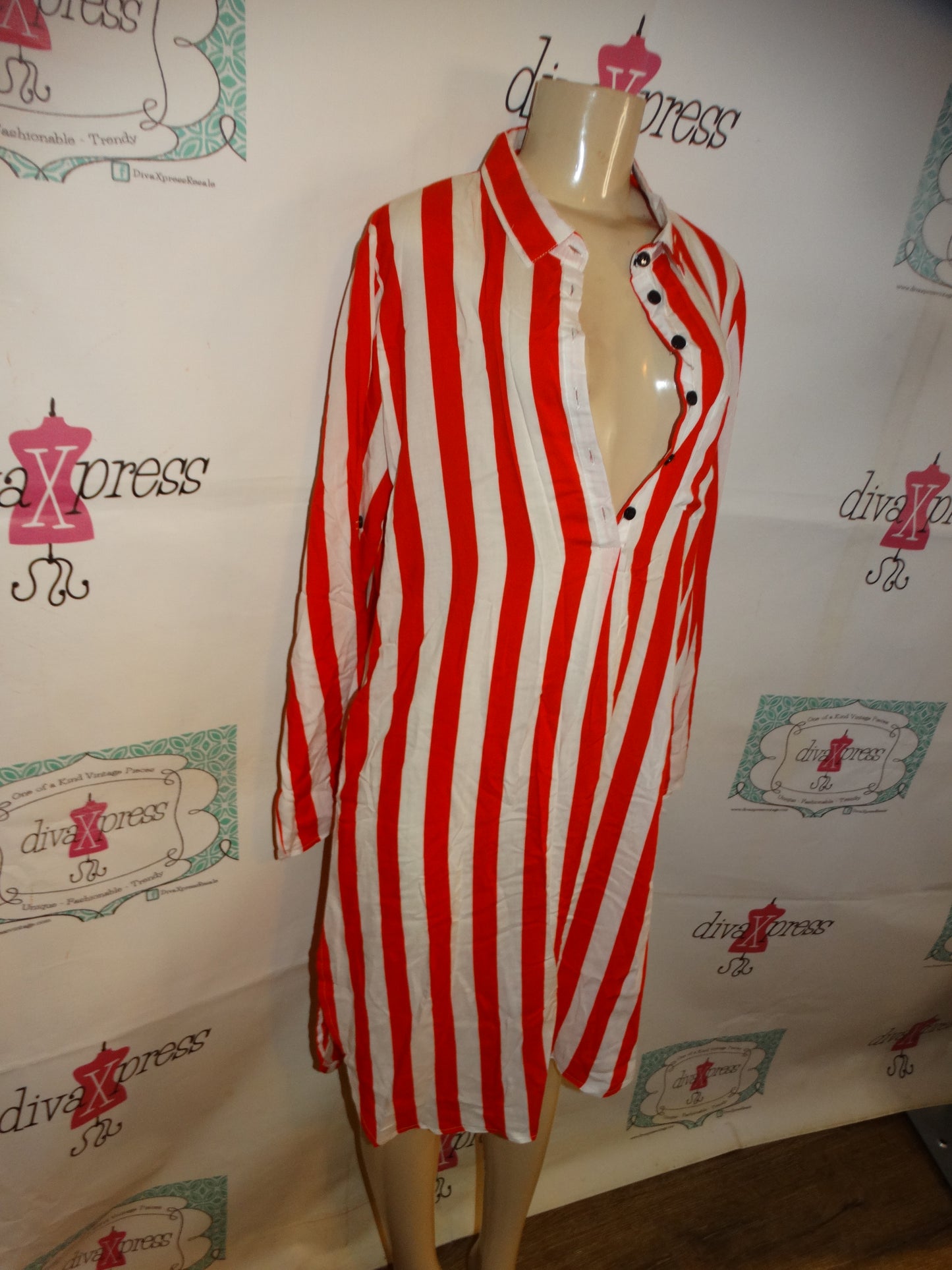 YSYM Red/White Stripe Dress Size XL