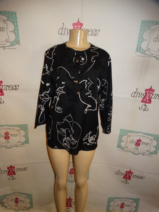 Black/White Face Top Size M