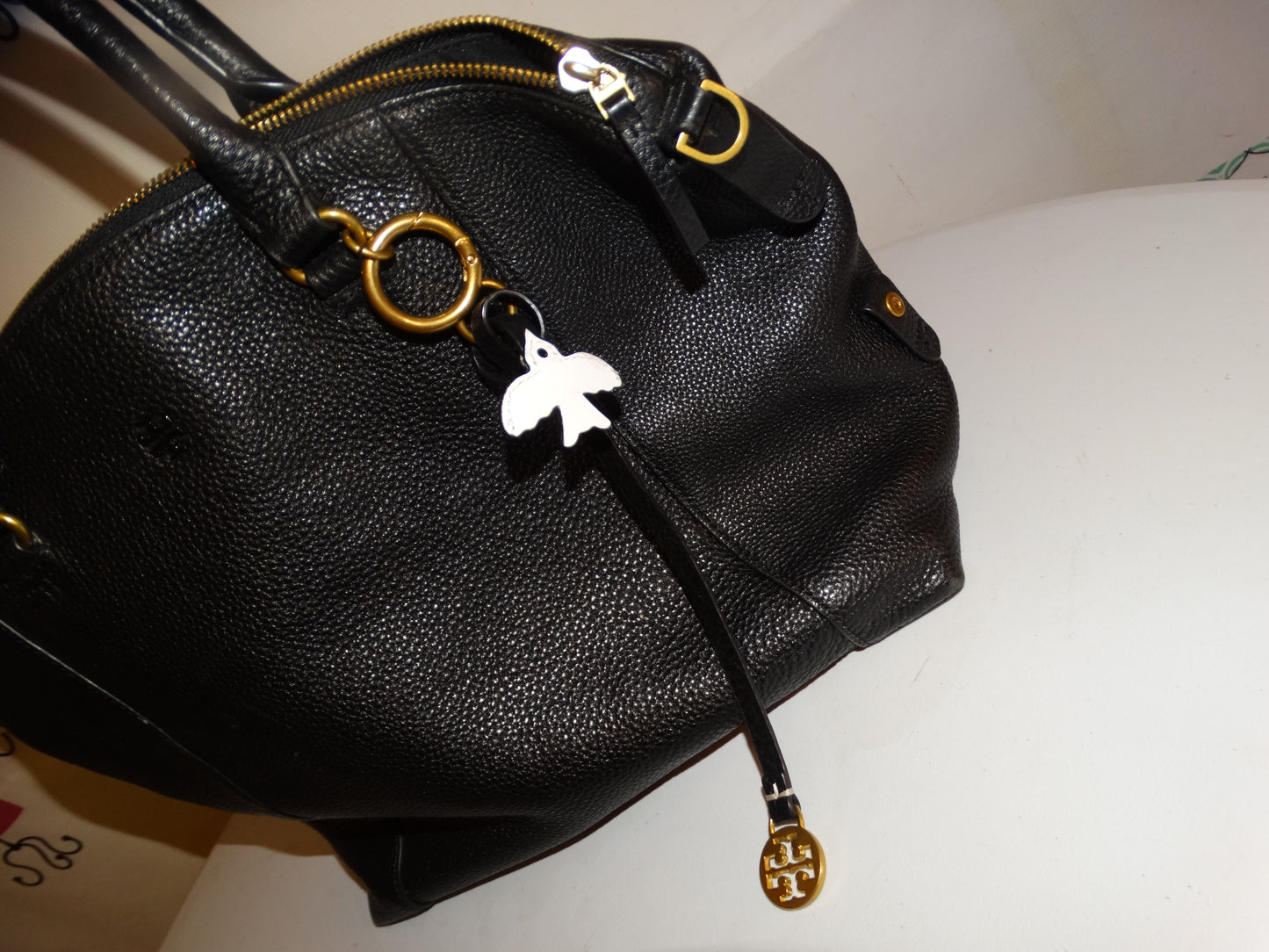 Authentic Black LEAther  Tory Burch Purse Size L