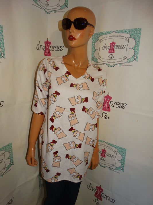 White Bart Simpson Shirt Size S