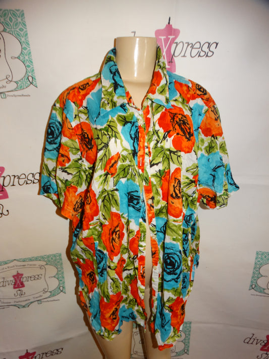 Talbots White Colorful Blouse Size 2x