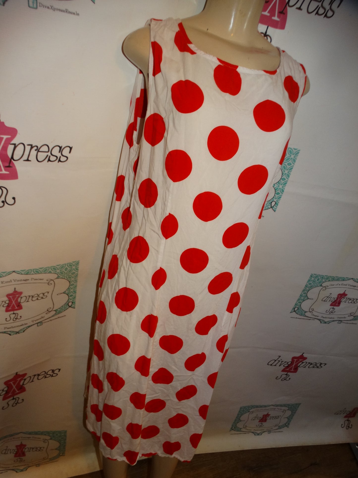 White/Red Polka Dot Dress Size XL