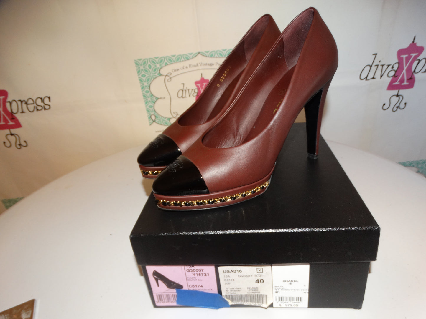 Authentic Chanel Burgundy Pumps Size 40  With Box