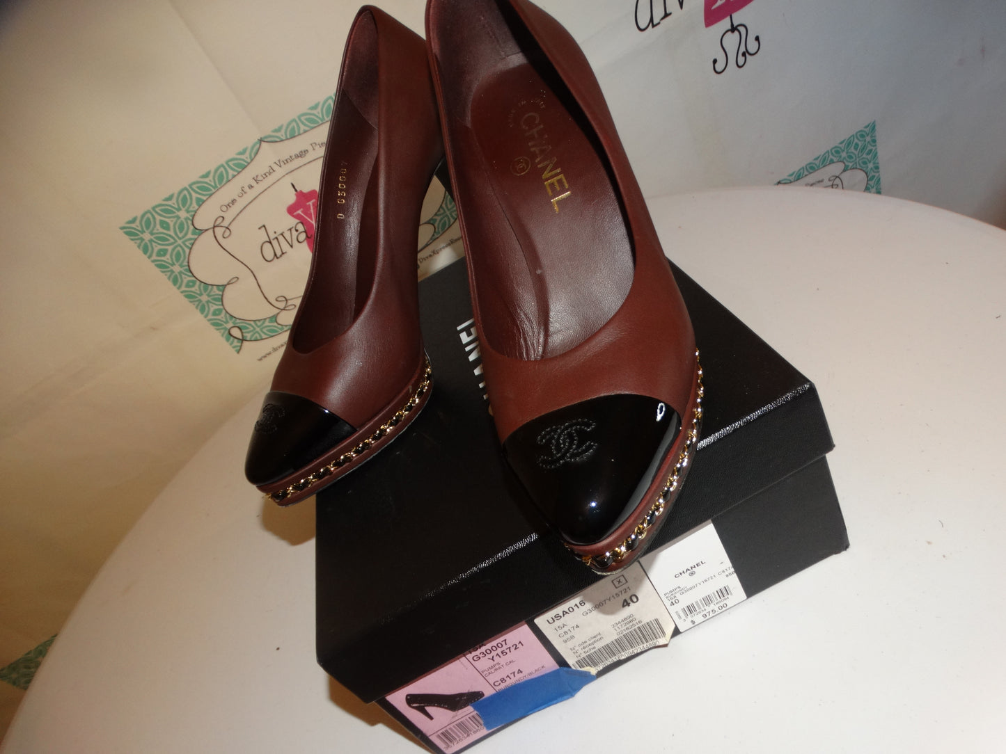 Authentic Chanel Burgundy Pumps Size 40  With Box
