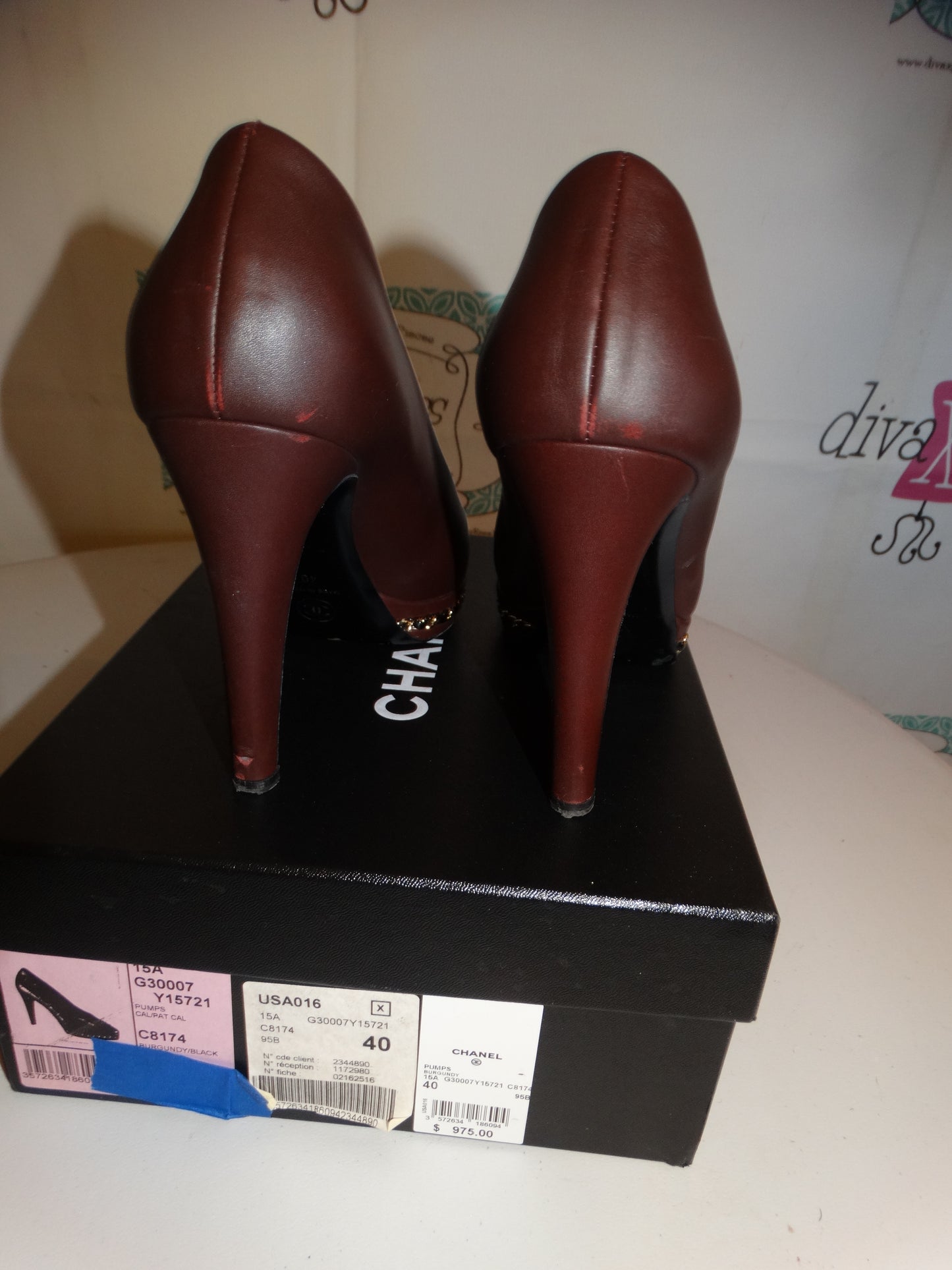 Authentic Chanel Burgundy Pumps Size 40  With Box