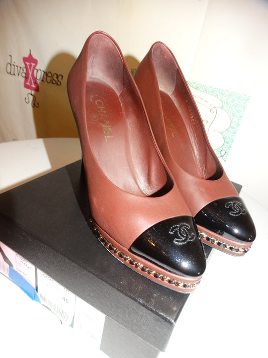 Authentic Chanel Burgundy Pumps Size 40  With Box