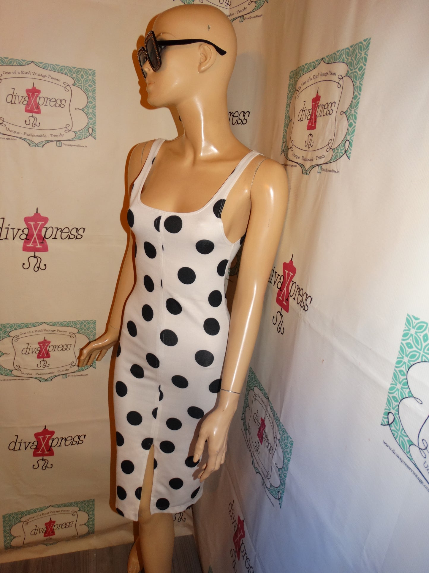 Zara White/Black Polka Dress Size S
