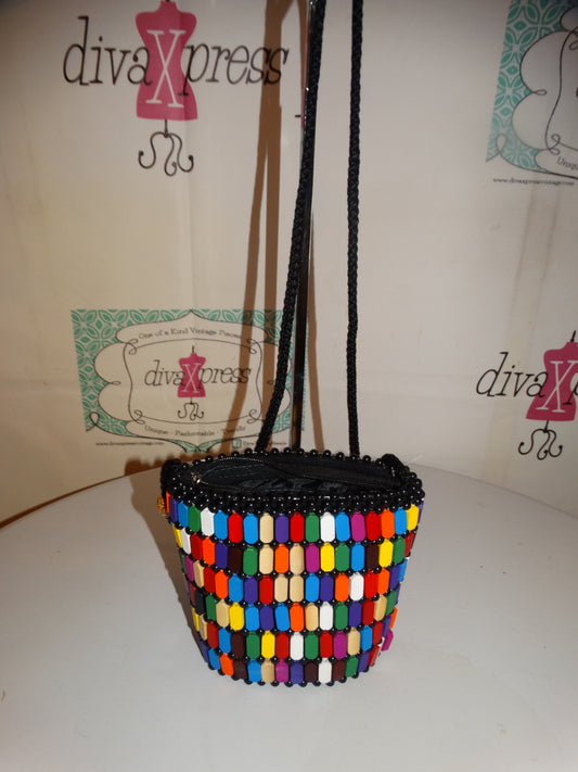 Vintage Colorful Beaded Purse Crossbody Size S