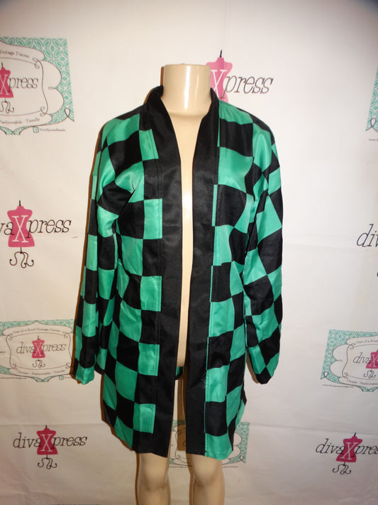 Green/Black Checkered Throw Size L