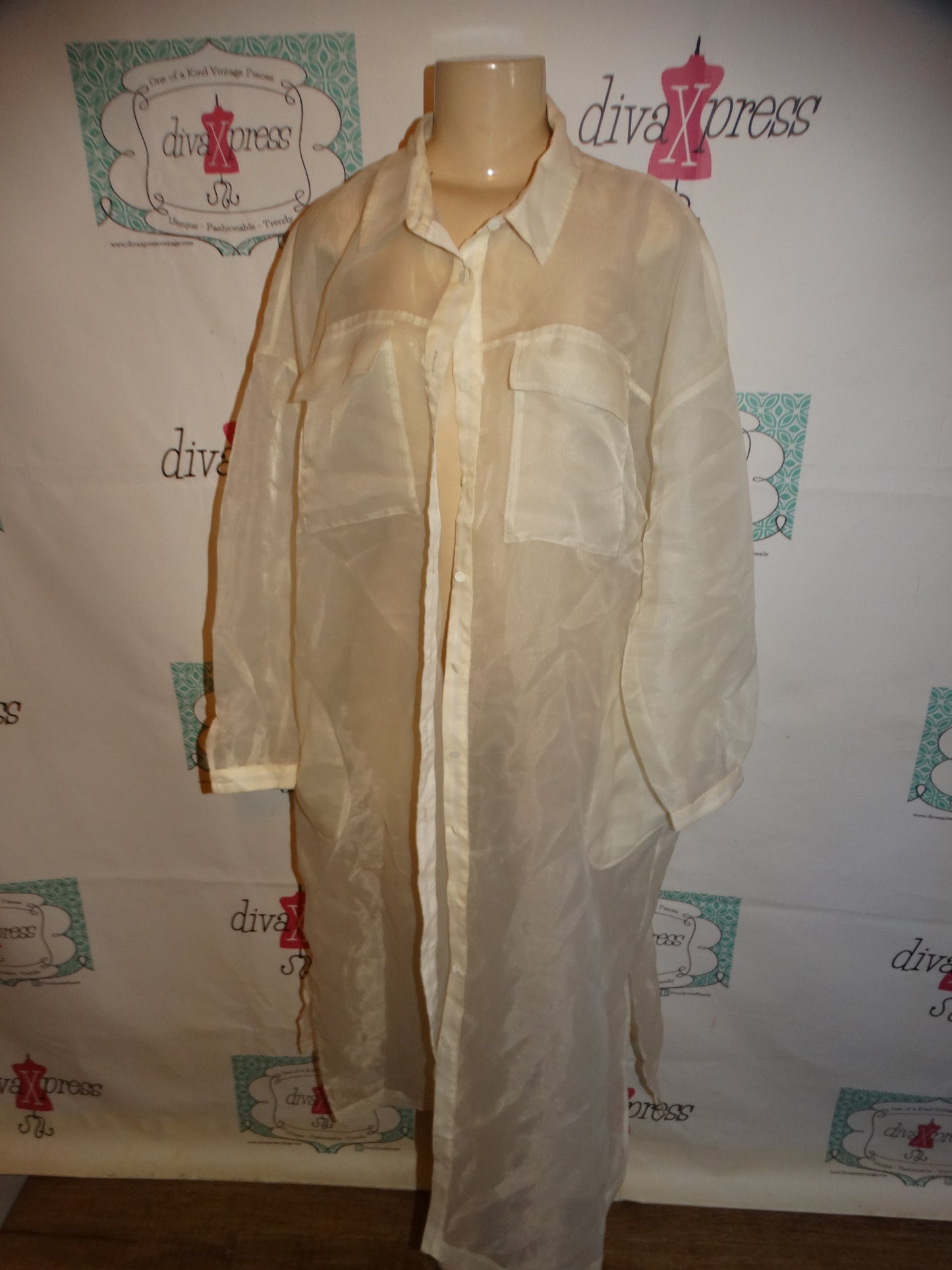 Ellouii Sheer Cream Duster Size 3x