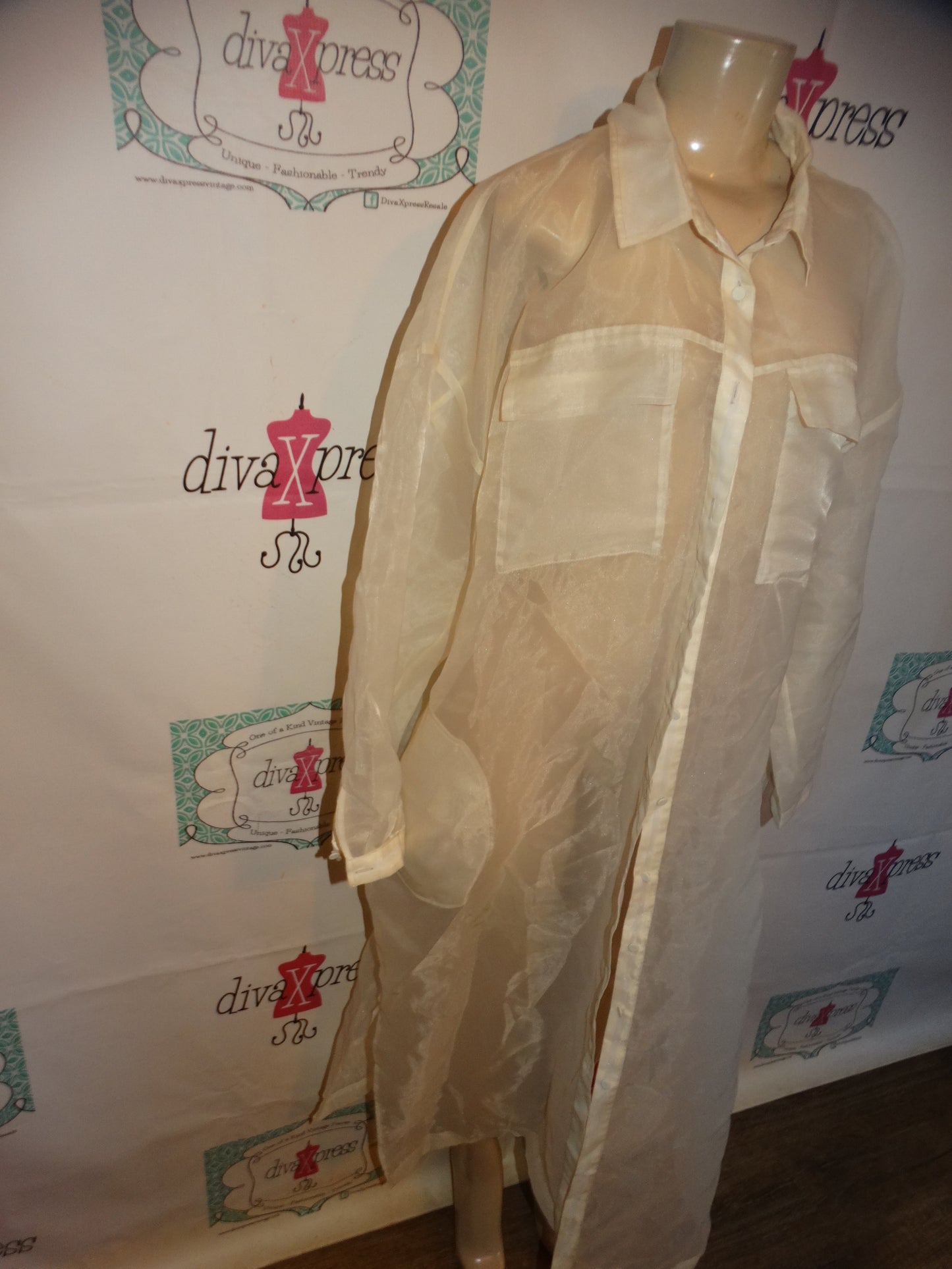 Ellouii Sheer Cream Duster Size 3x
