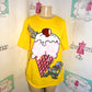 Yellow Ice Cream Sequins t Shirt Size L