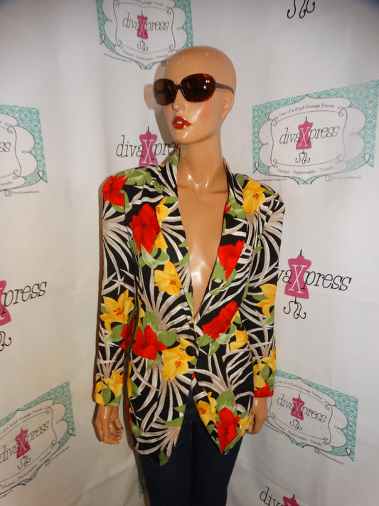 Vintage Lucia Black/Colorful Blazer Size L